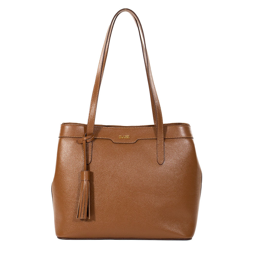 Bolsa de Couro Shopping Bag - Malu - Nocciola