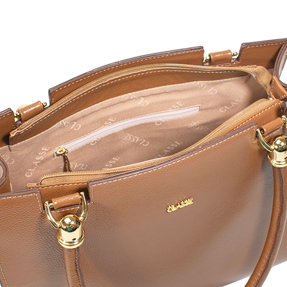 Bolsa de Couro Shopping Bag Valen - Nocciola