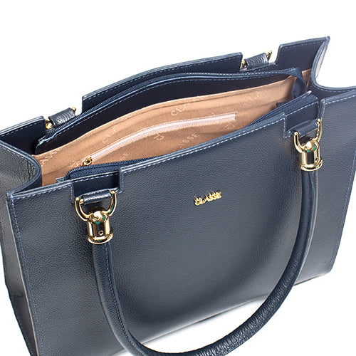 Bolsa de Couro Shopping Bag Valen - Marinho