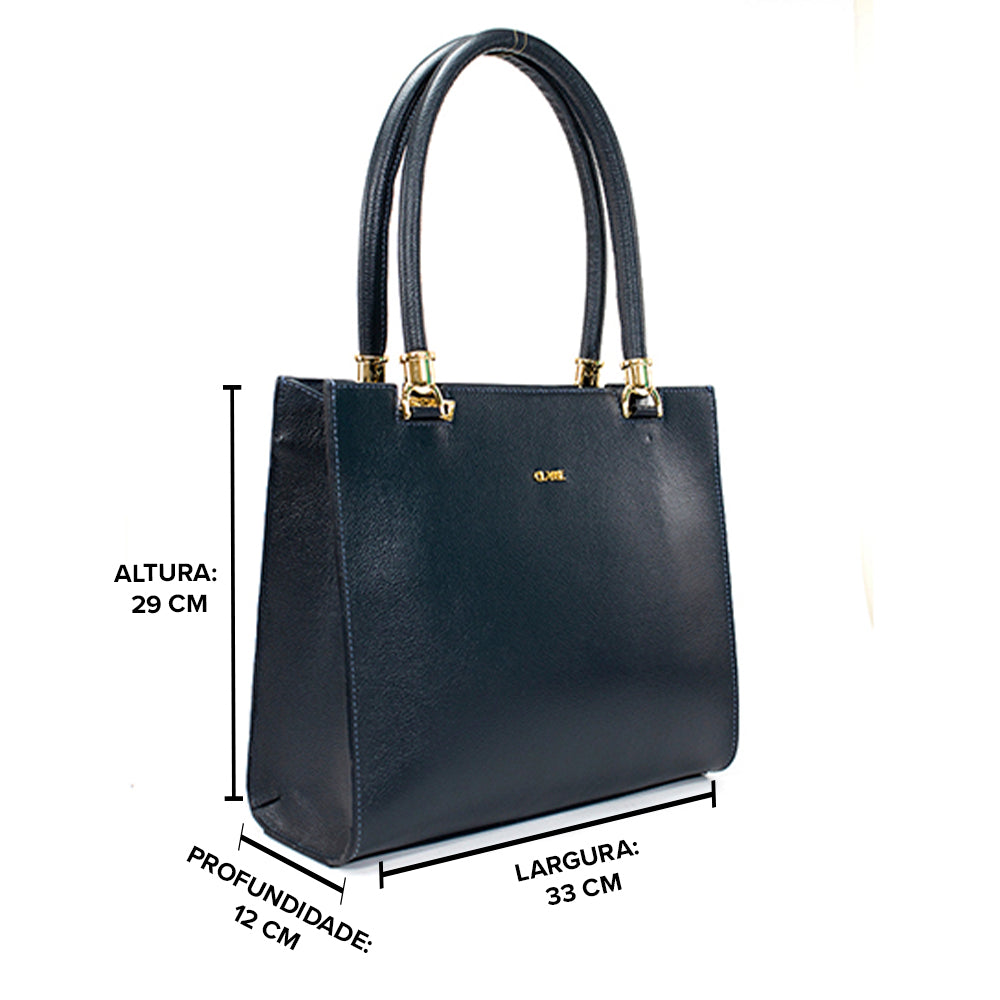 Bolsa de Couro Shopping Bag Valen - Marinho