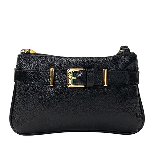 Bolsa de Couro Crossbody Cela - Preto