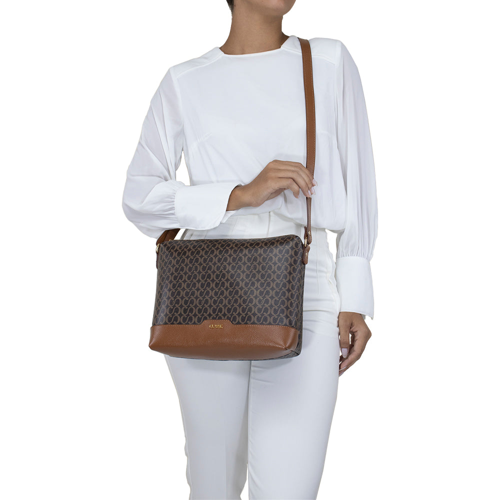 Bolsa Feminina Canvas Crossbody Helo - Marrom/Nocciola