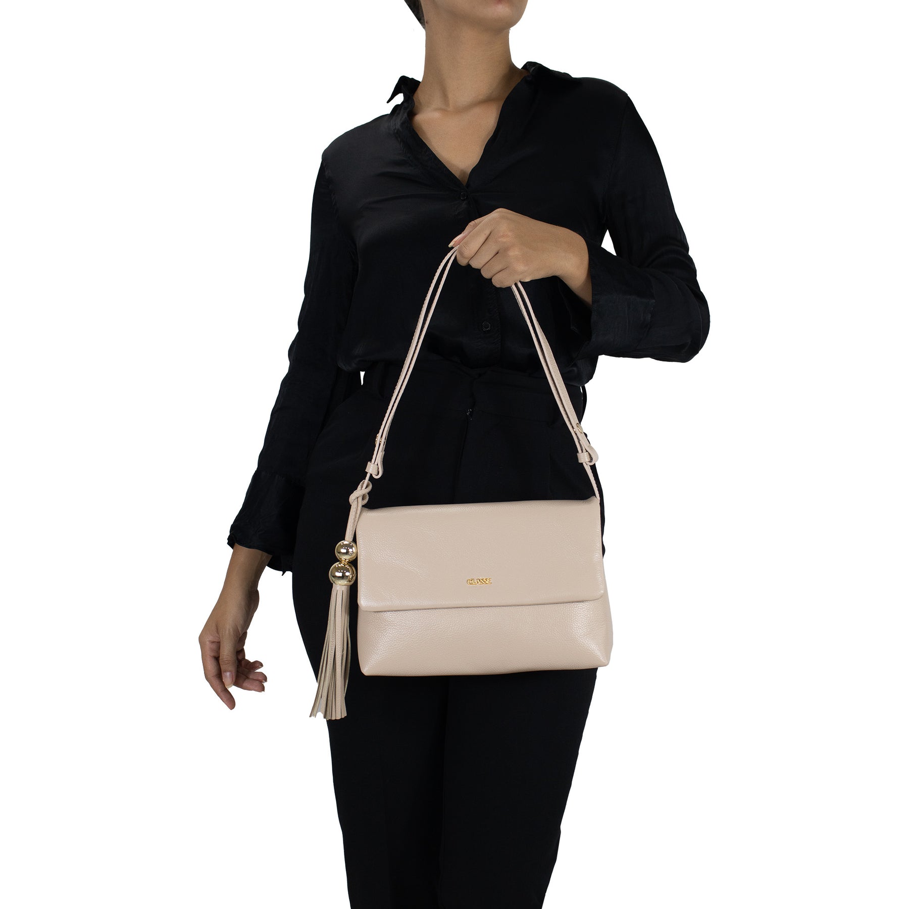 Bolsa de Couro Tiracolo Fendi - Creme