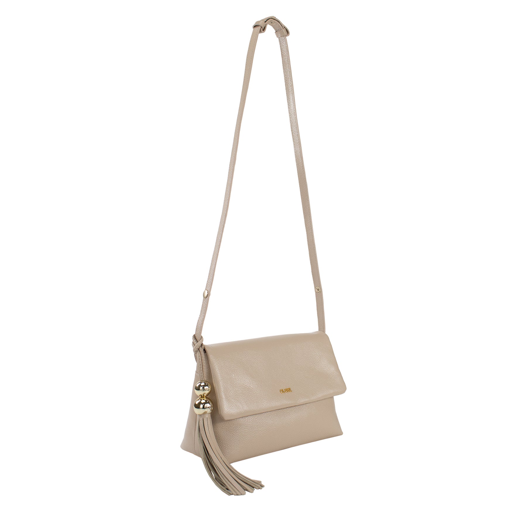 Bolsa de Couro Tiracolo Fendi - Creme