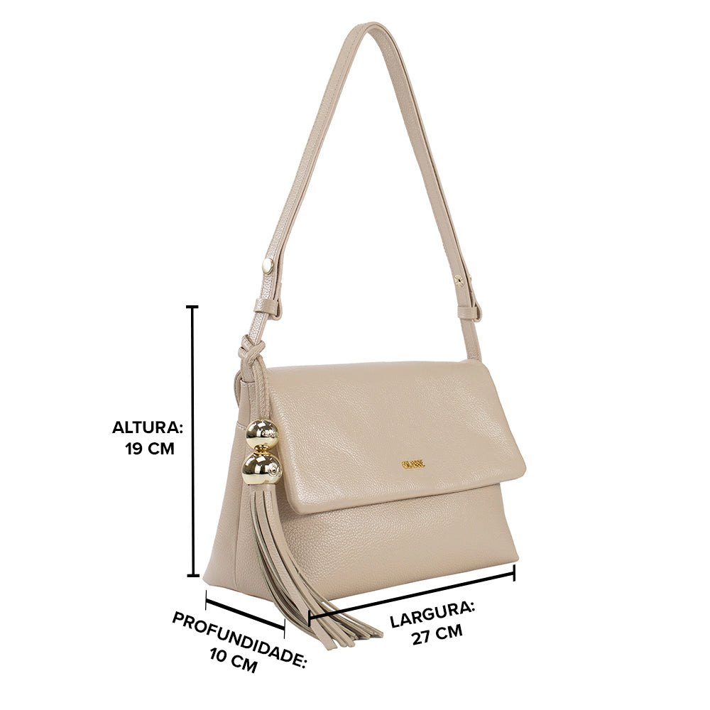 Bolsa de Couro Tiracolo Fendi - Creme