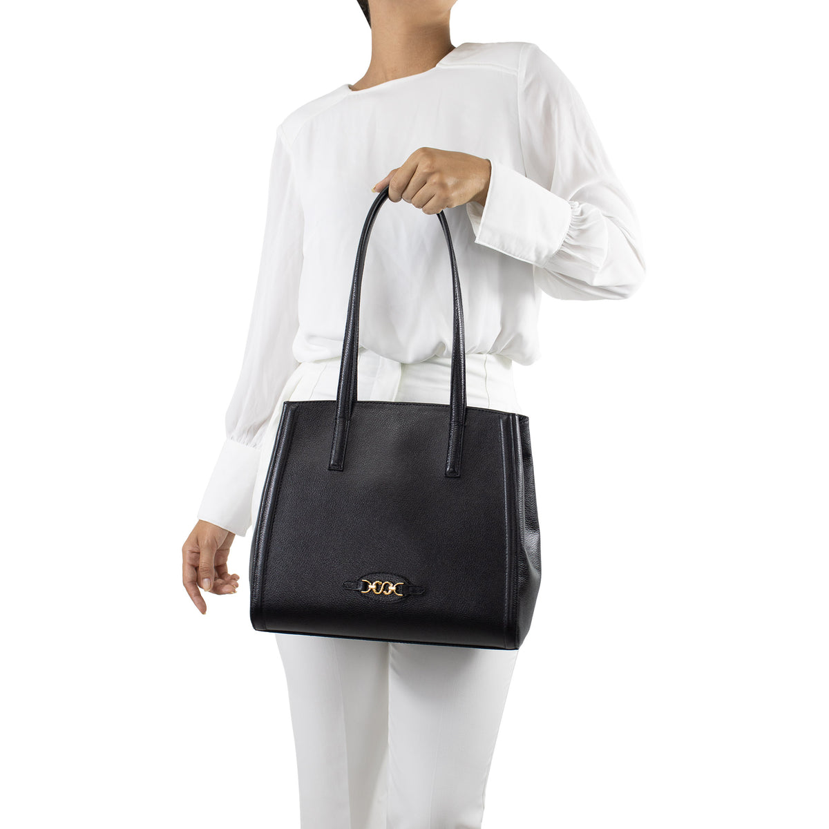 Bolsa de Couro Shopping Bag Isis - Preto