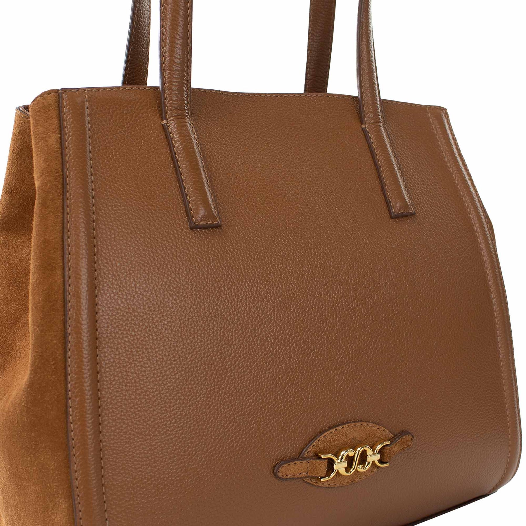 Bolsa de Couro Shopping Bag Isis - Nocciola Camurça