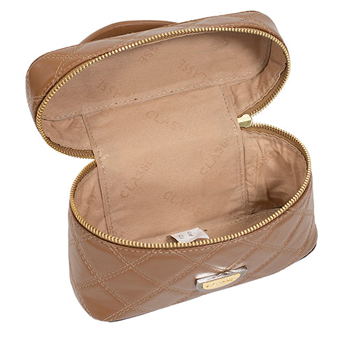 Bolsa de Couro Matelassê Crossbody Amy - Nocciola