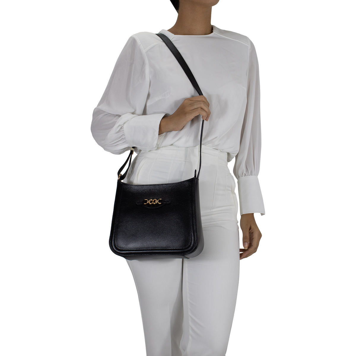 Bolsa de Couro Crossbody Isis - Preto