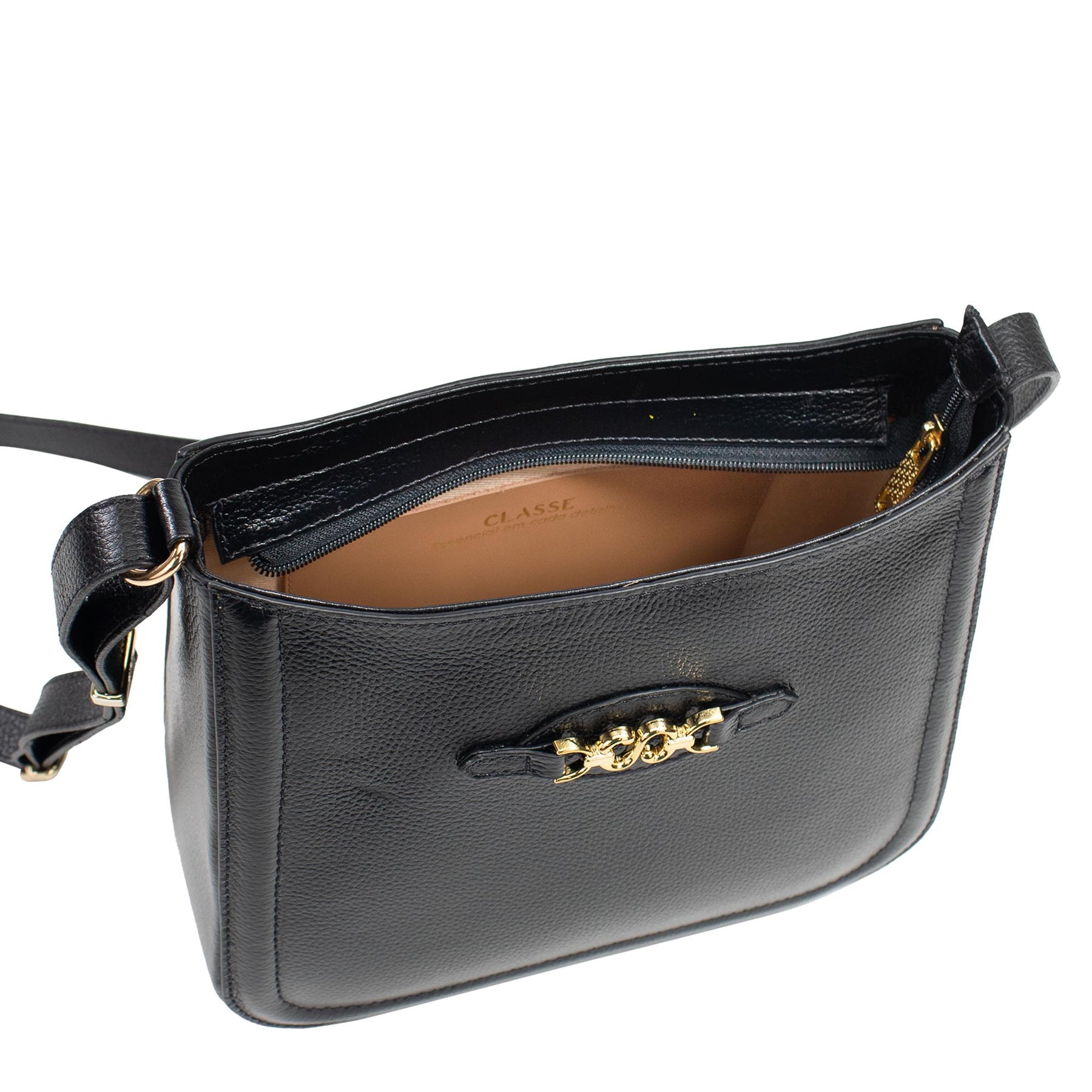 Bolsa de Couro Crossbody Isis - Preto