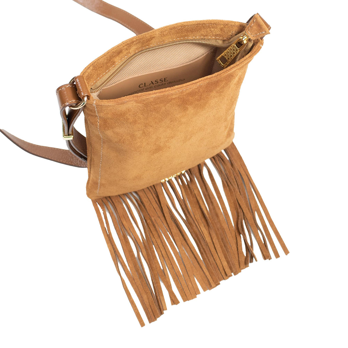 Bolsa de Couro Crossbody Lolla - Nocciola Camurça