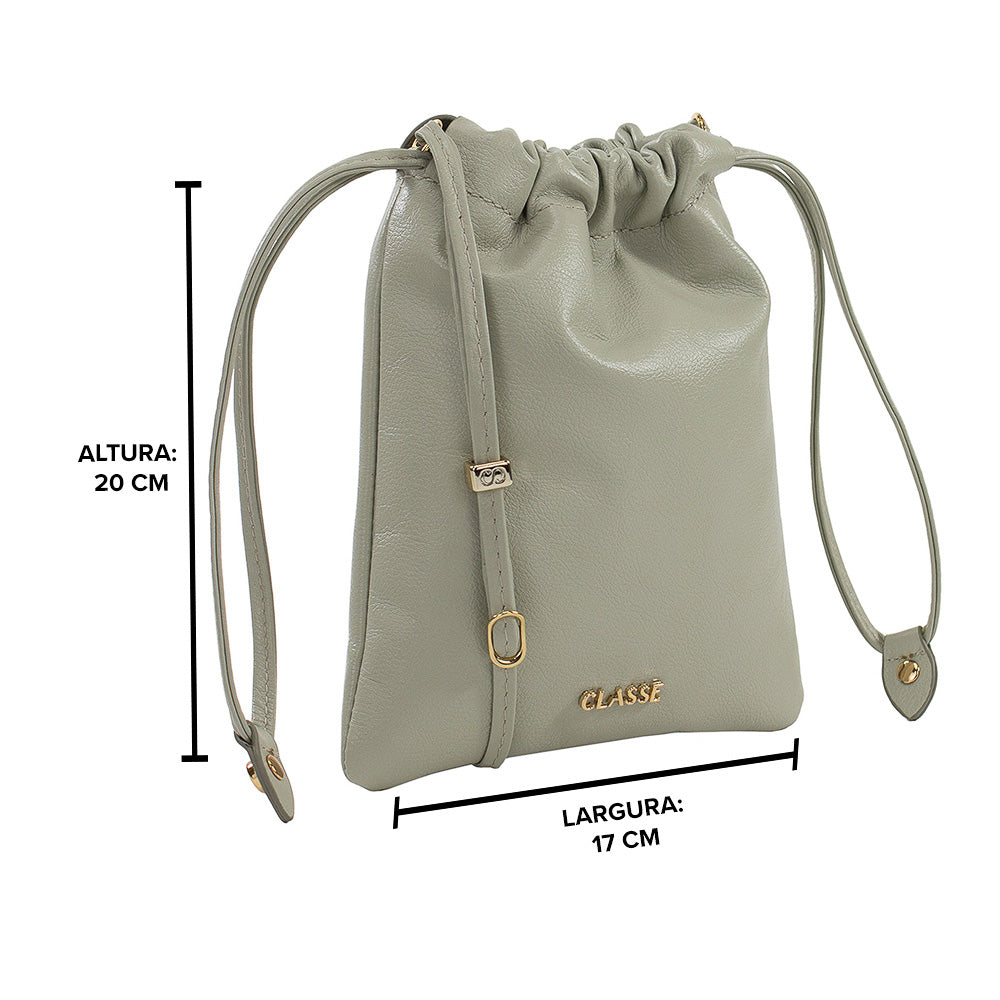 Bolsa de Couro Crossbody Caroline - Verde Pastel Soft