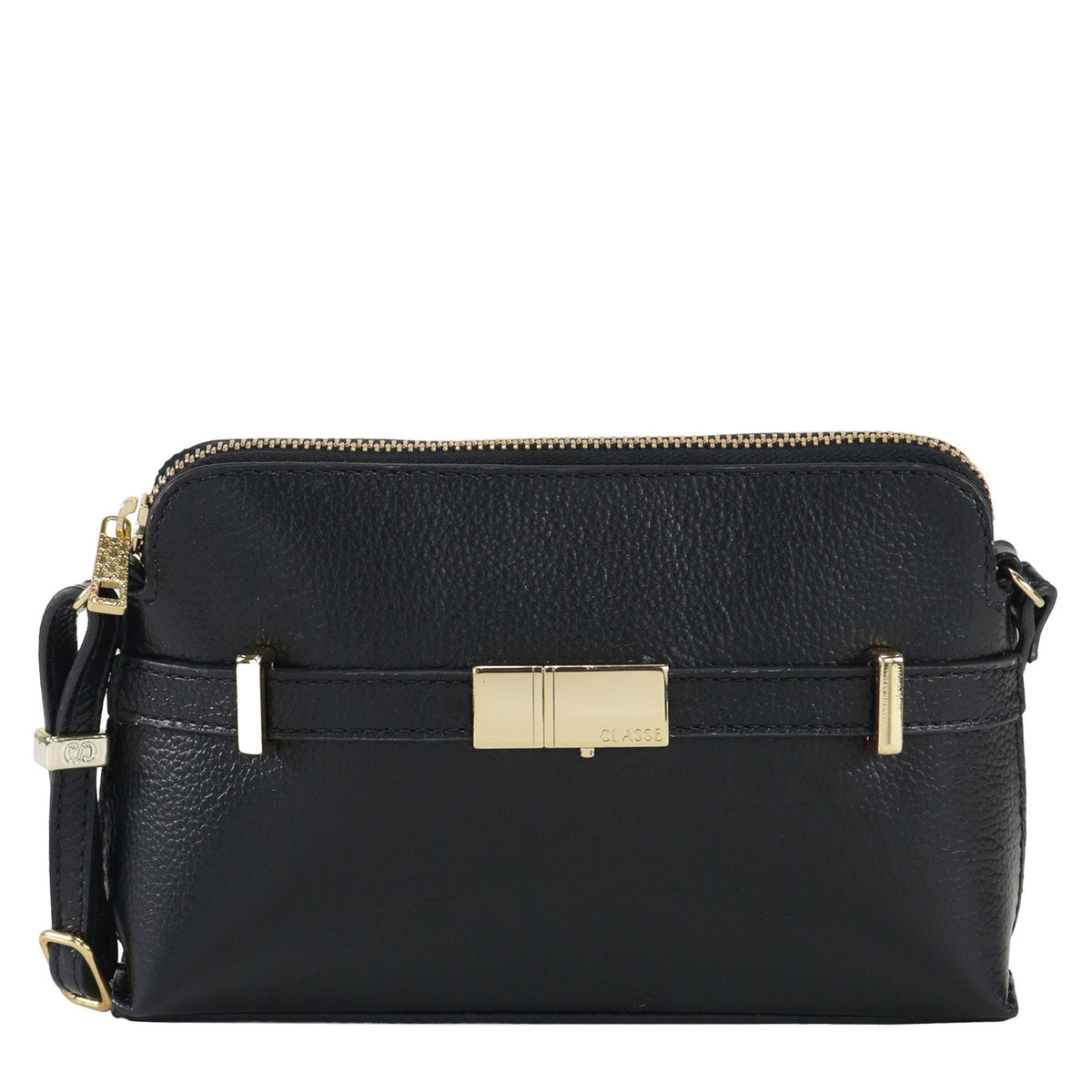 Bolsa de Couro Crossbody Jade - Preto