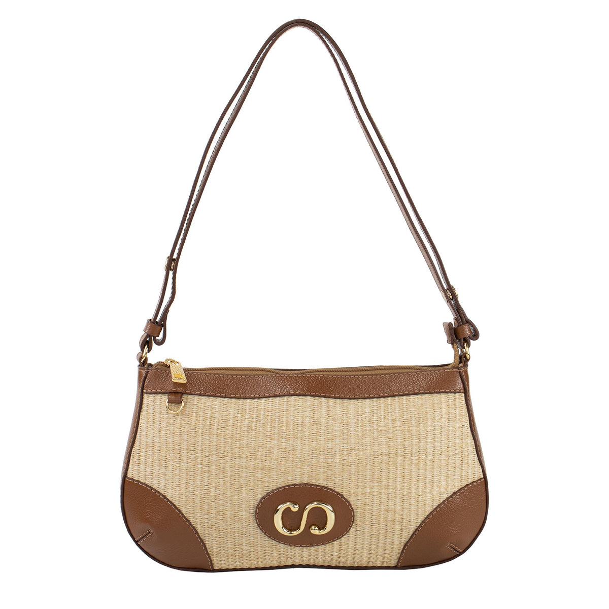 Bolsa Crossbody de Couro Maiorca - Tramado Palha Nocciola