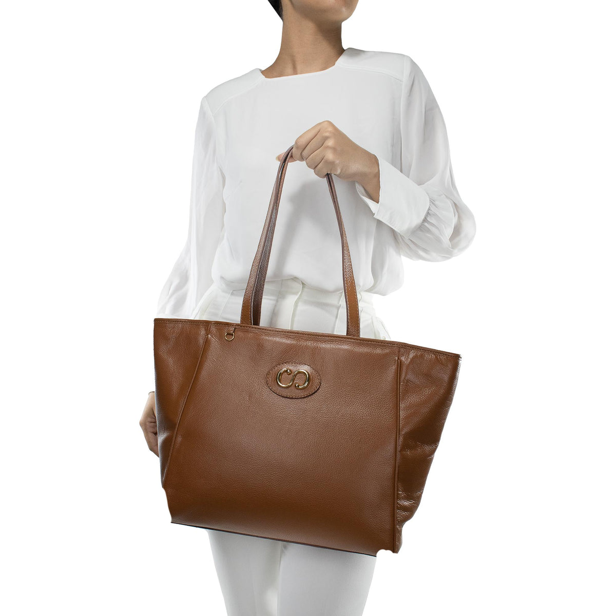 Bolsa Shopping Bag de couro Maiorca - Nocciola