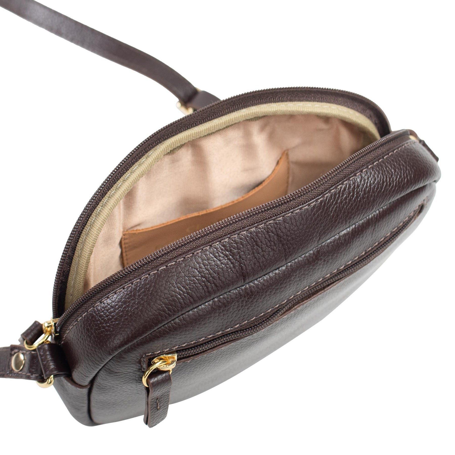 Bolsa de couro Crossbody Jeni - Chocolate