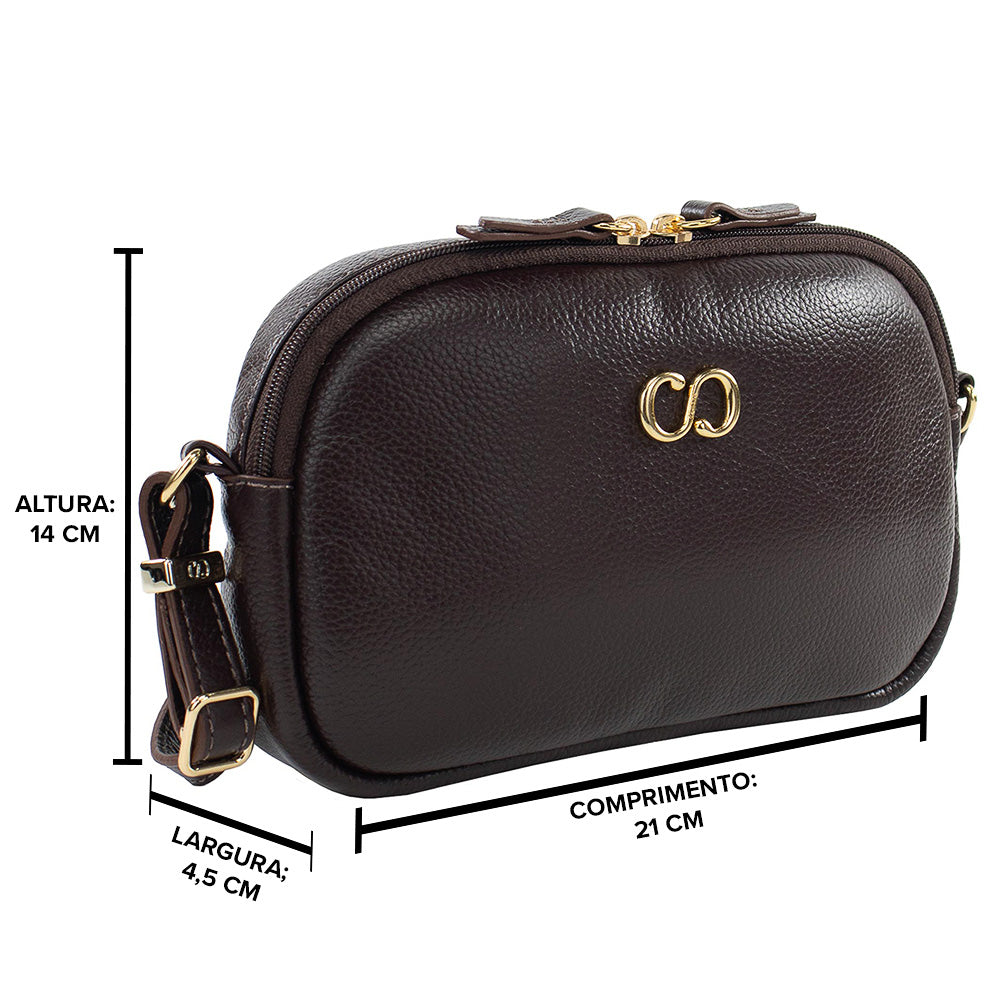 Bolsa de couro Crossbody Jeni - Chocolate