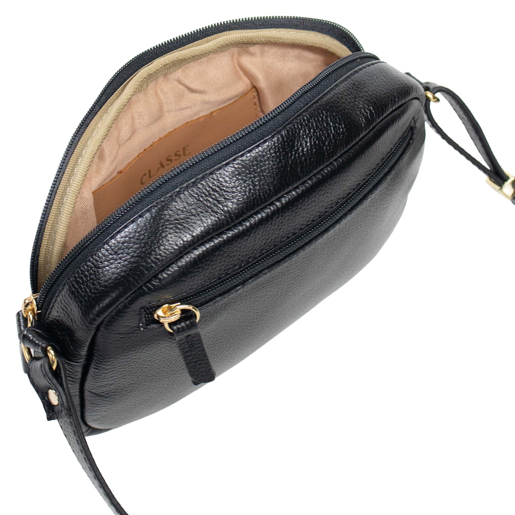 Bolsa de couro Crossbody Jeni - Preto