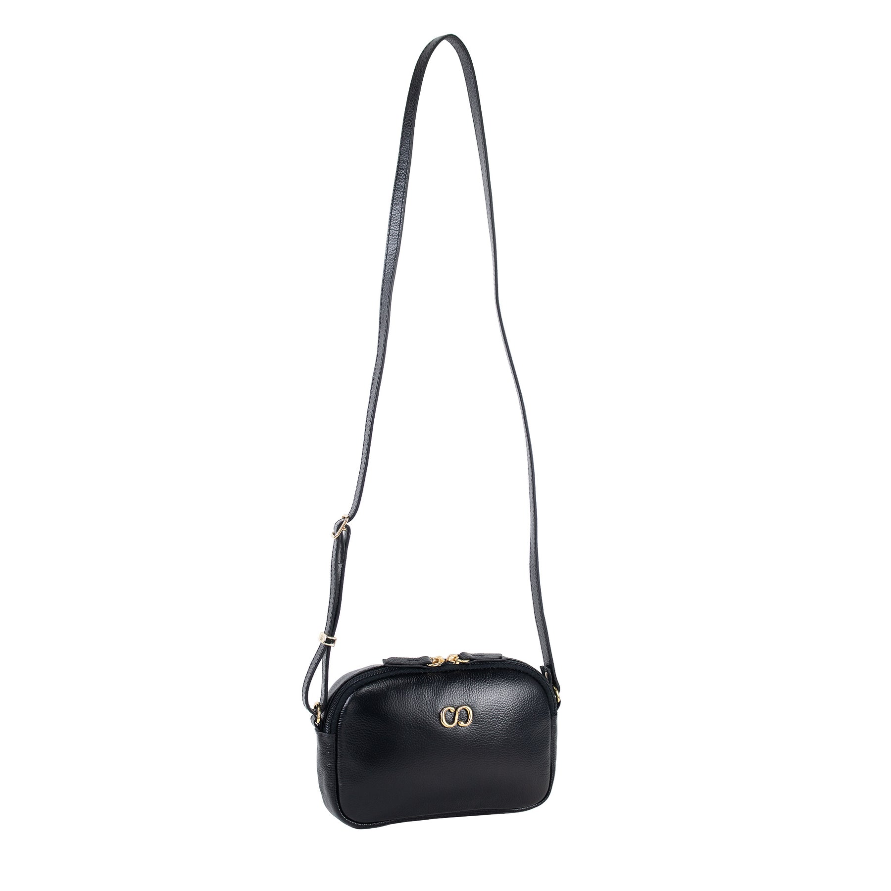 Bolsa de couro Crossbody Jeni - Preto