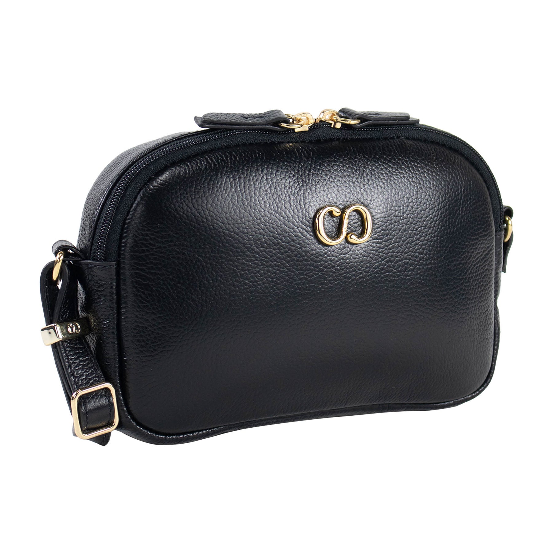 Bolsa de couro Crossbody Jeni - Preto