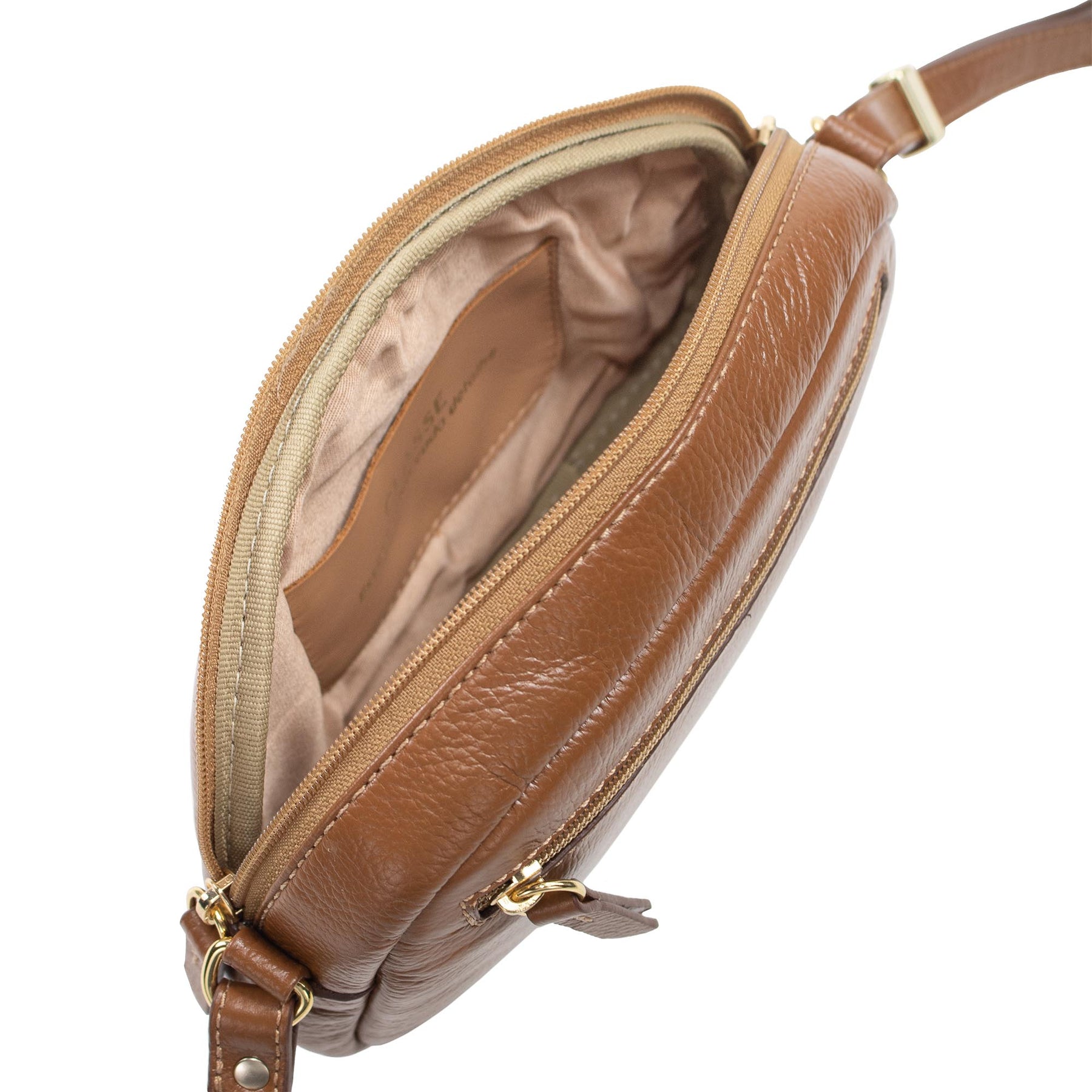 Bolsa de couro Crossbody Jeni - Nocciola