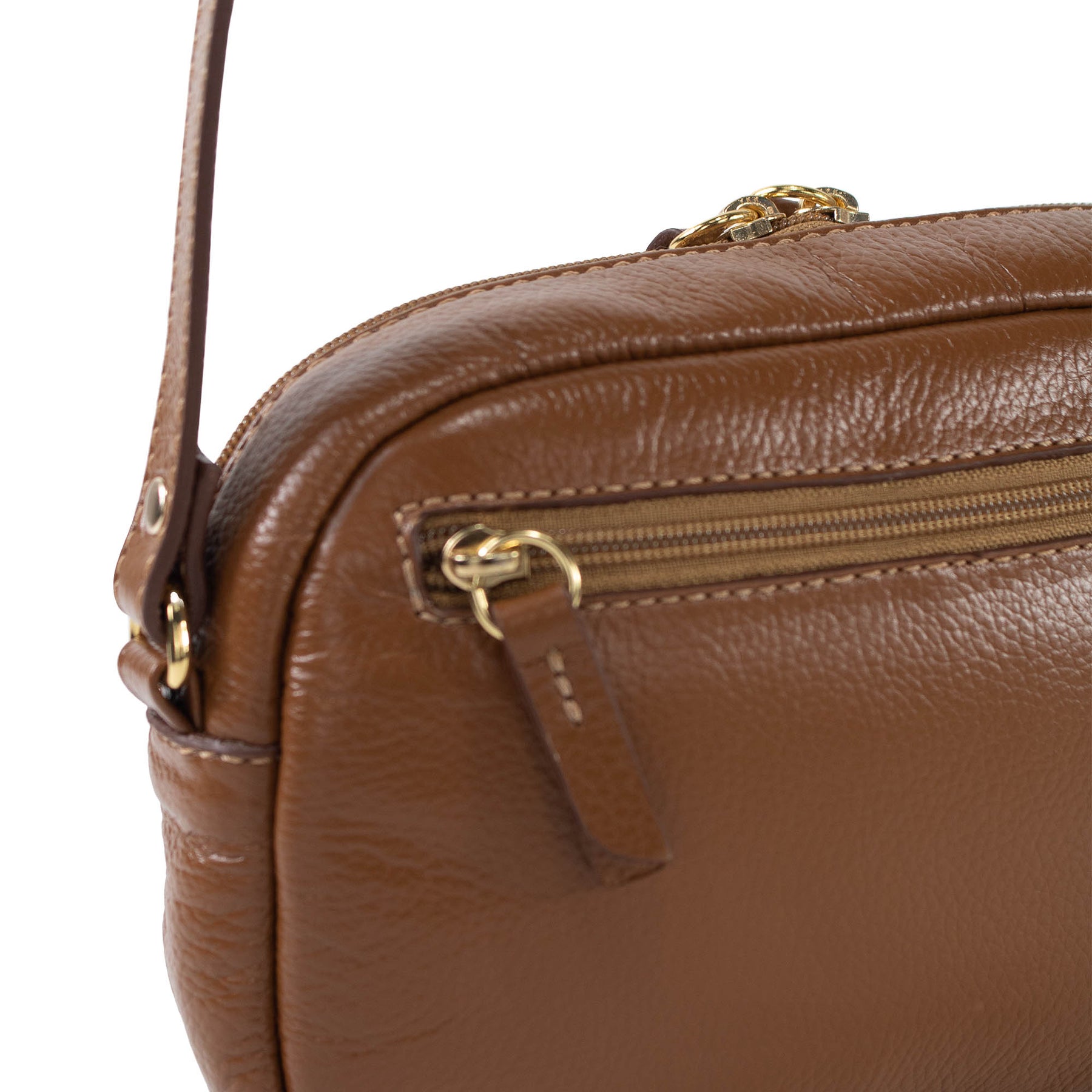 Bolsa de couro Crossbody Jeni - Nocciola