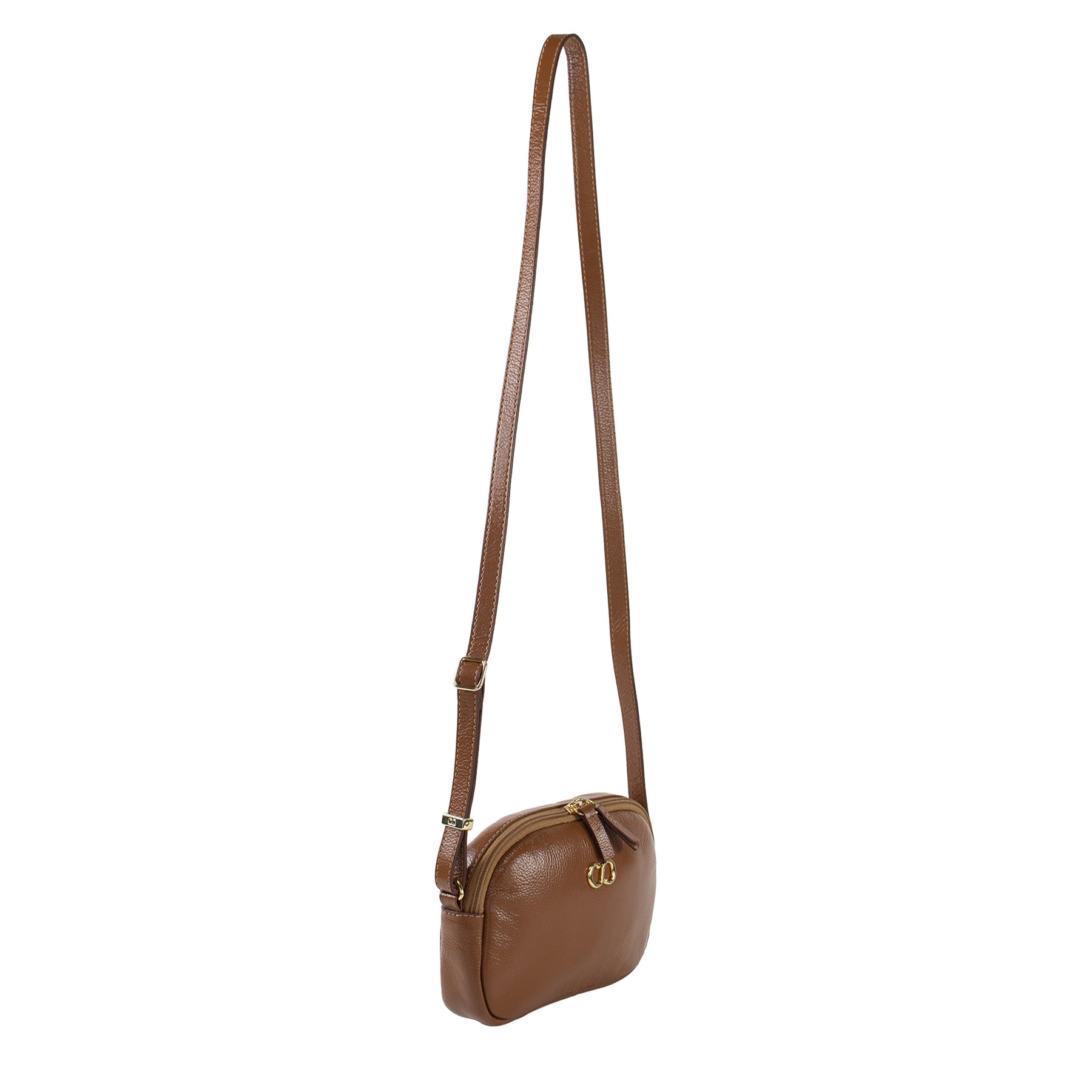 Bolsa de couro Crossbody Jeni - Nocciola