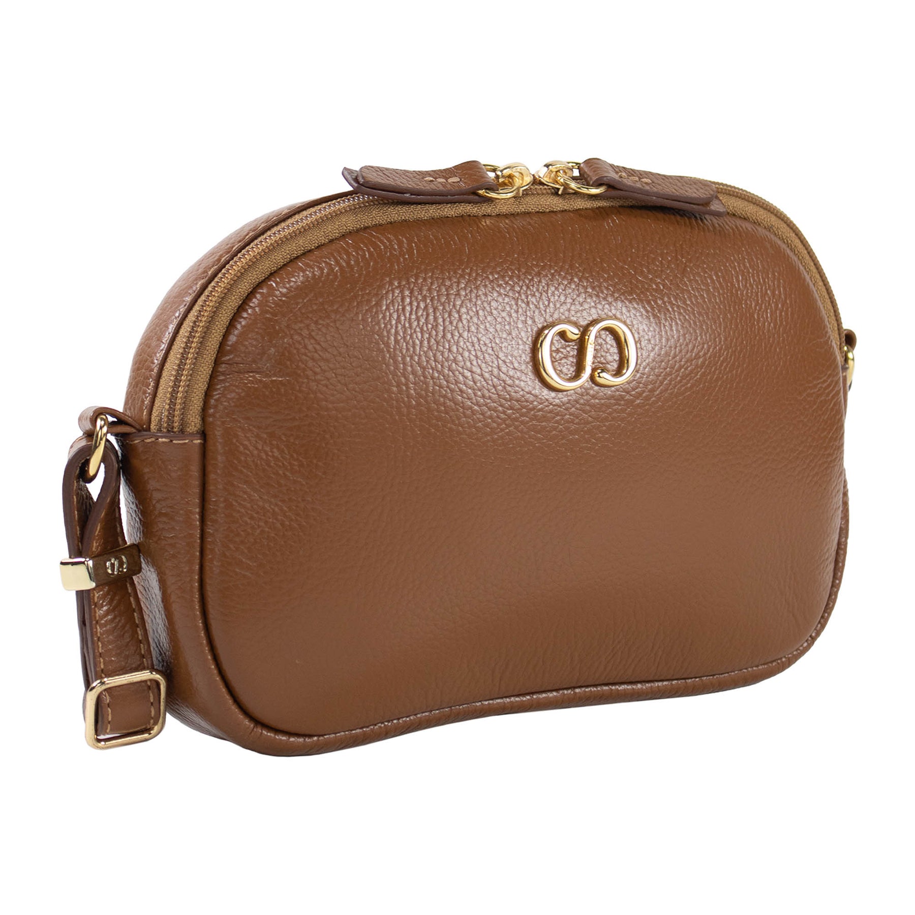 Bolsa de couro Crossbody Jeni - Nocciola