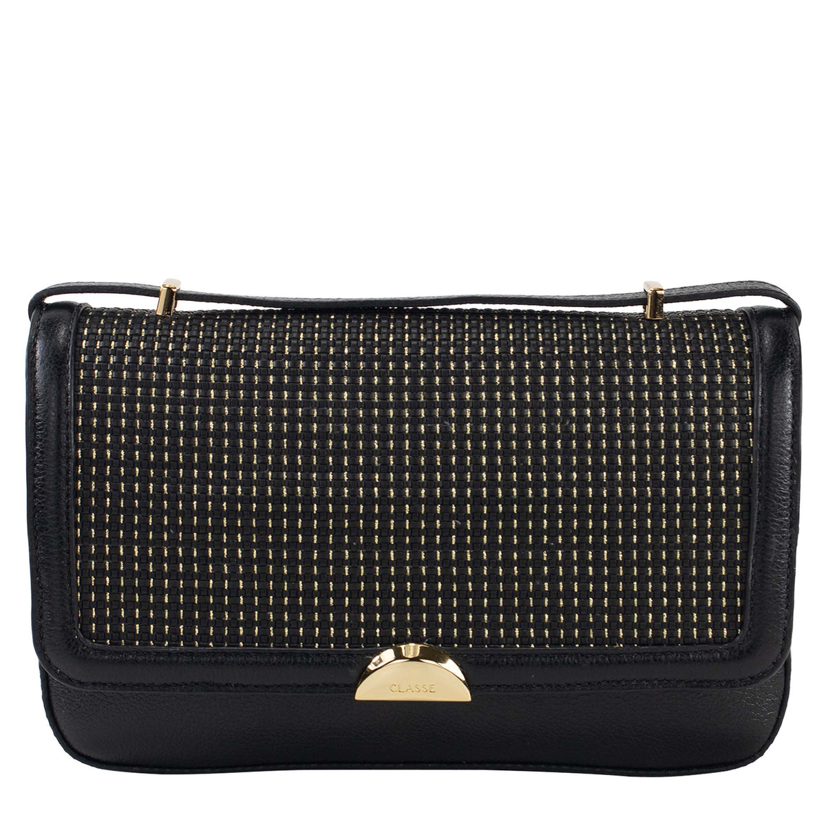 Bolsa de Couro Tiracolo Lídia - Tramado Preto