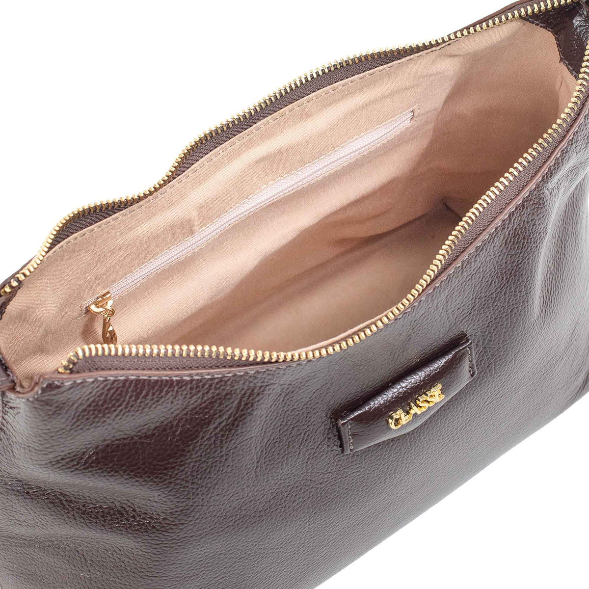 Bolsa Hobo de Couro Liso Tate