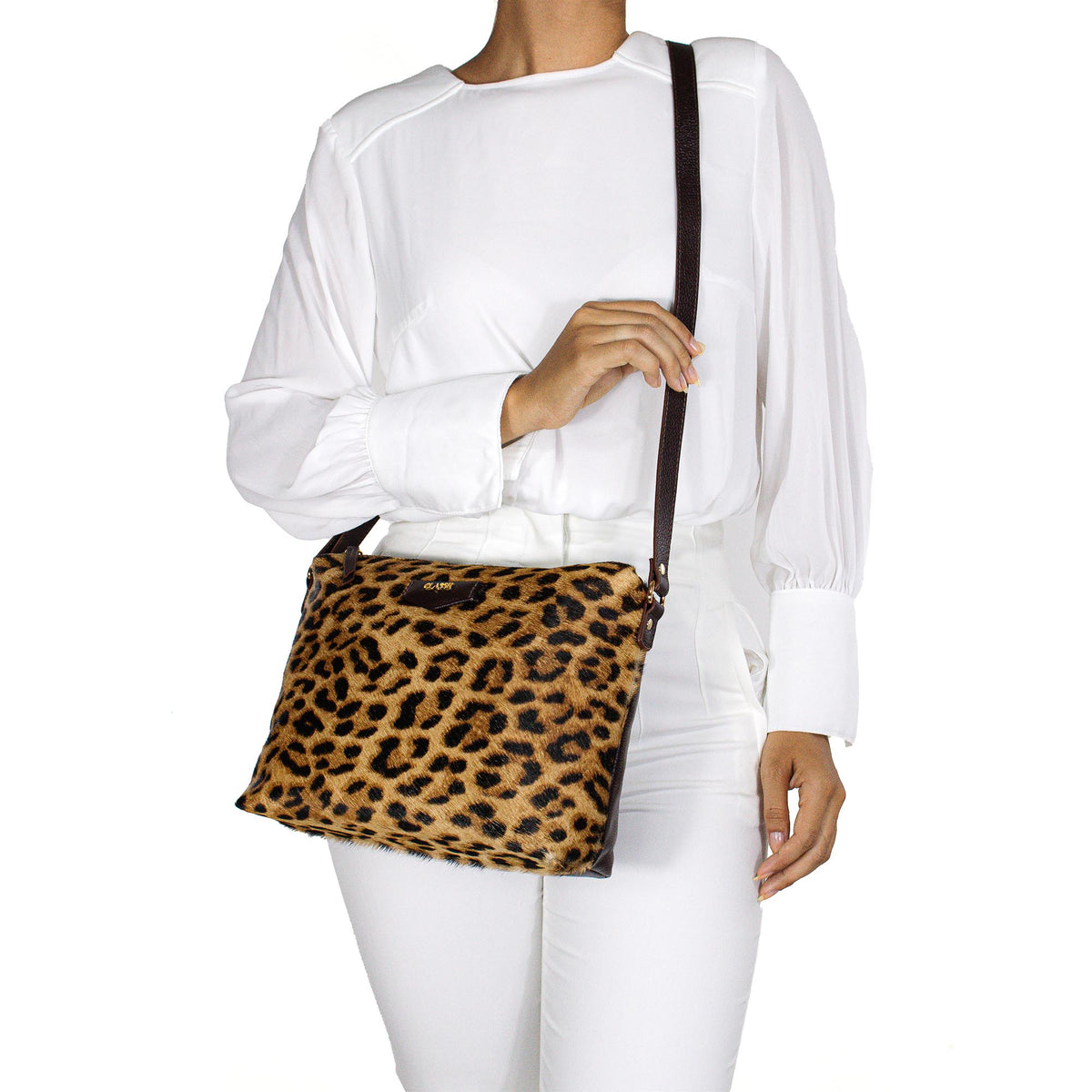 Bolsa Tiracolo de Couro Estampa Animal - Tate