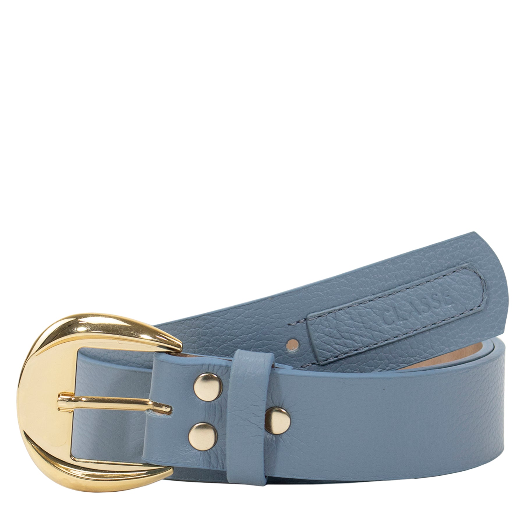 Cinto de Couro Feminino Largo Giovana - Jeans Blue