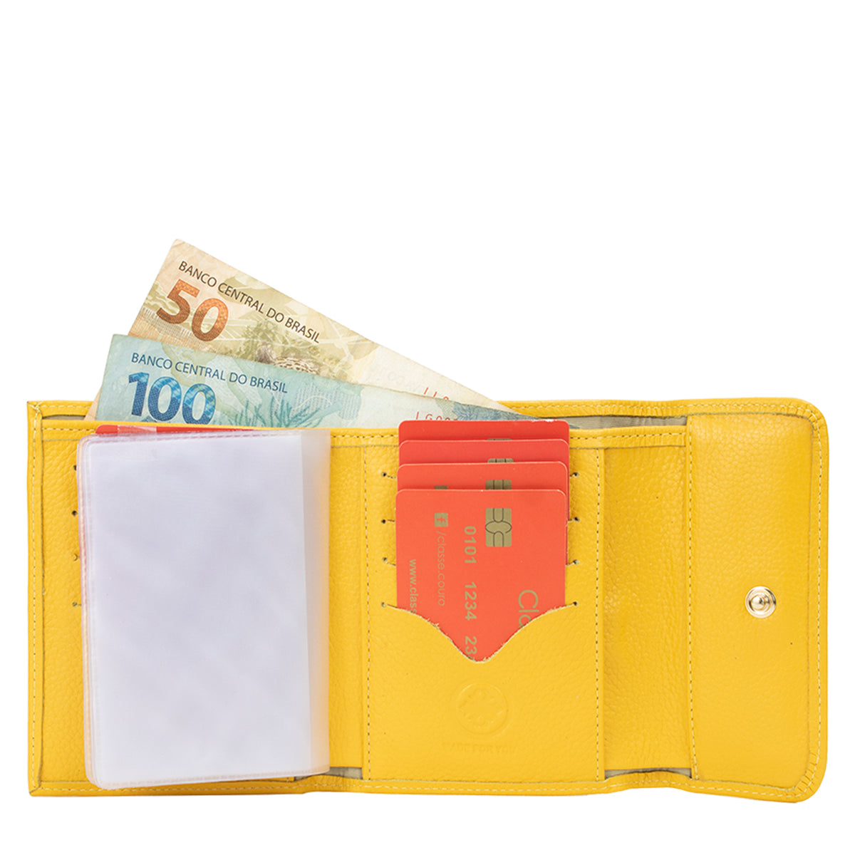 Carteira Feminina de Couro Pequena c/ Tampa - Lemon