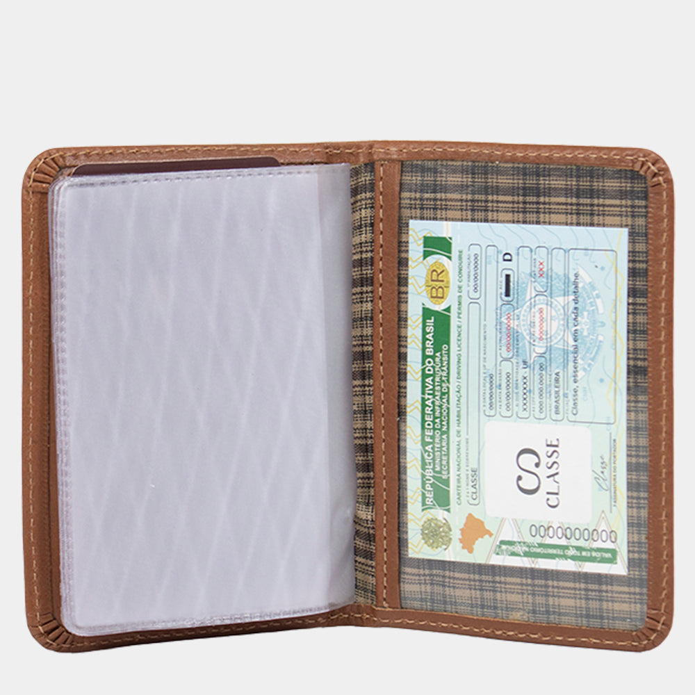 Carteira de Couro Casual Masculina com Porta CNH