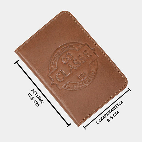 Carteira de Couro Casual Masculina com Porta CNH