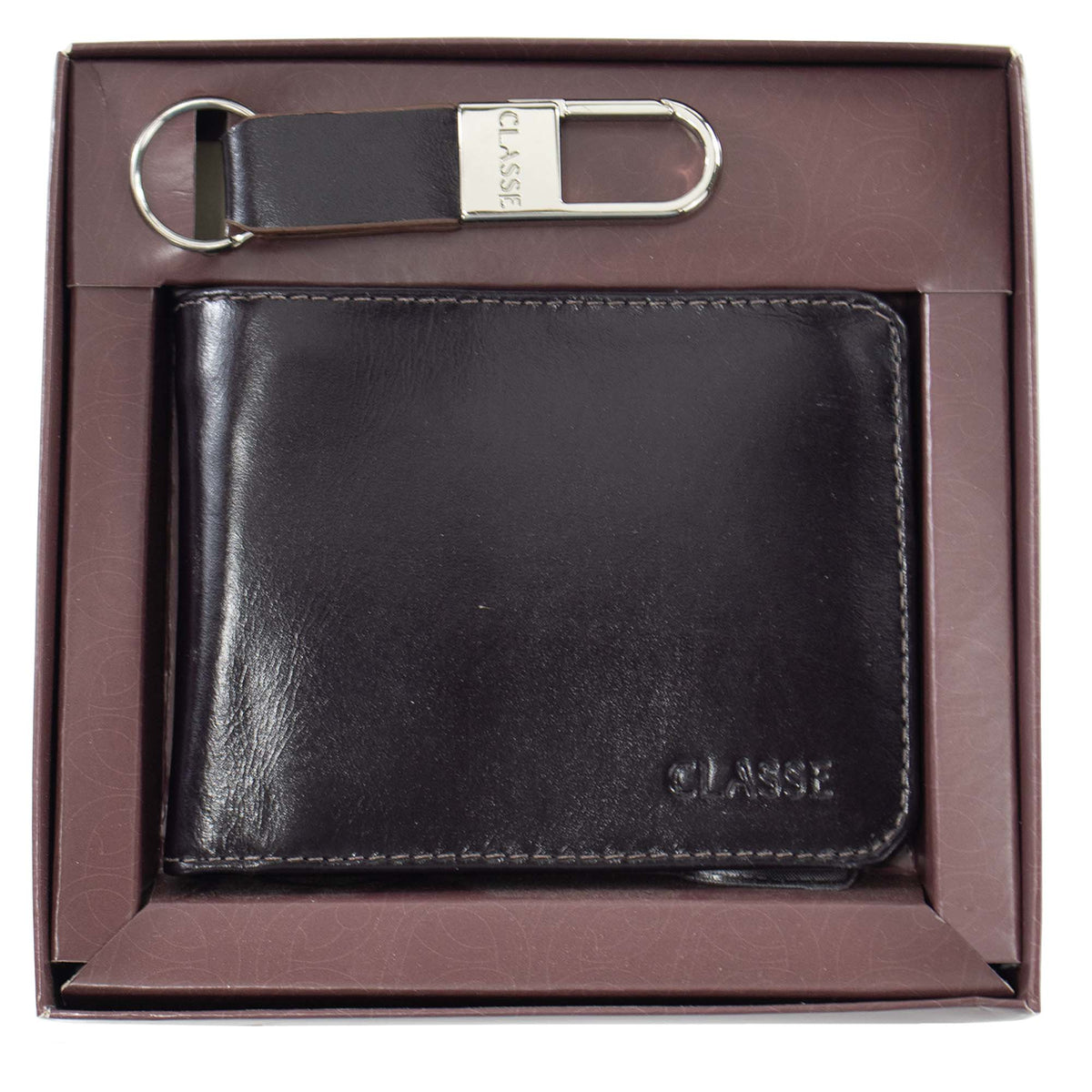 Mini Kit Social Carteira de Couro e Chaveiro.