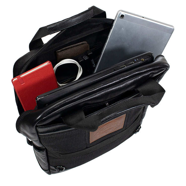 Mochila de Couro Masculina - Adventure 3 em 1 - Preto