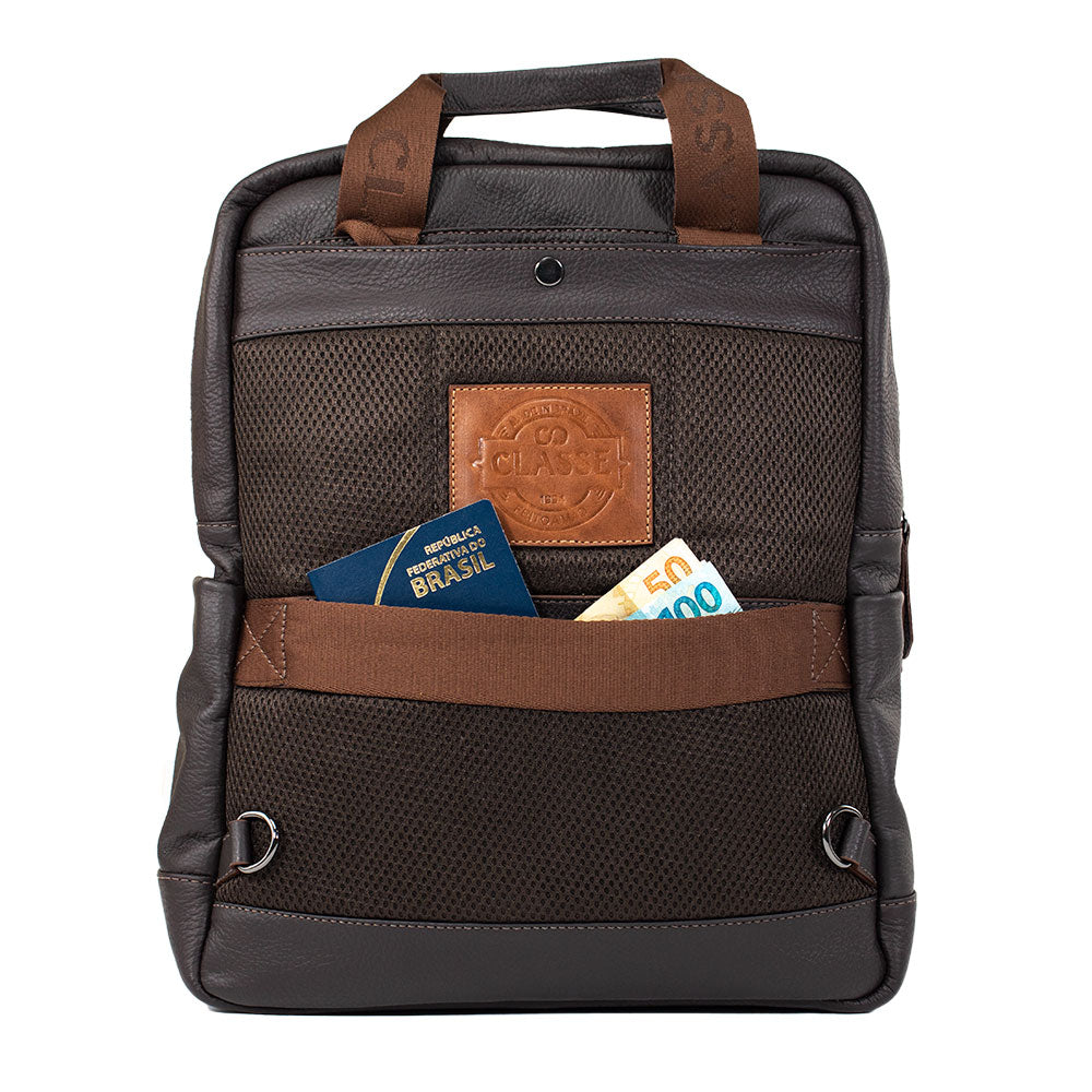 Mochila de Couro Masculina - Adventure 3 em 1 - Café