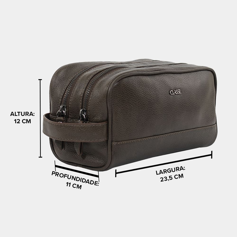 Necessaire de Couro Masculina Grande com 2 bolsos - Adventure