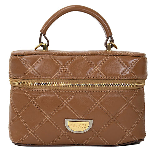 Bolsa de Couro Matelassê Crossbody Amy - Nocciola