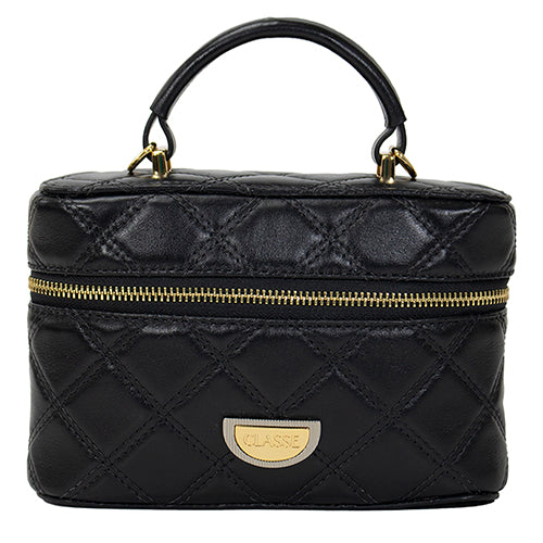 Bolsa de Couro Matelassê Crossbody Amy - Preto