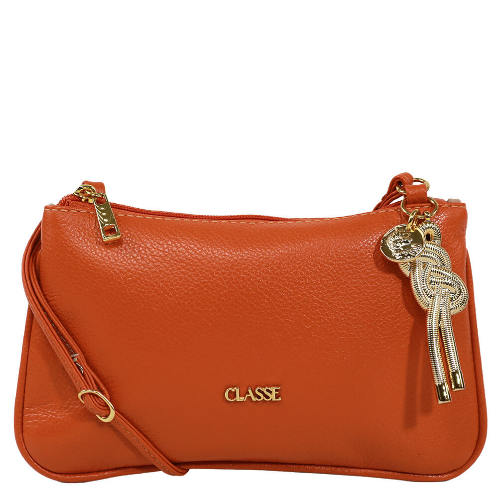Bolsa Crossbody de Couro - Salmão