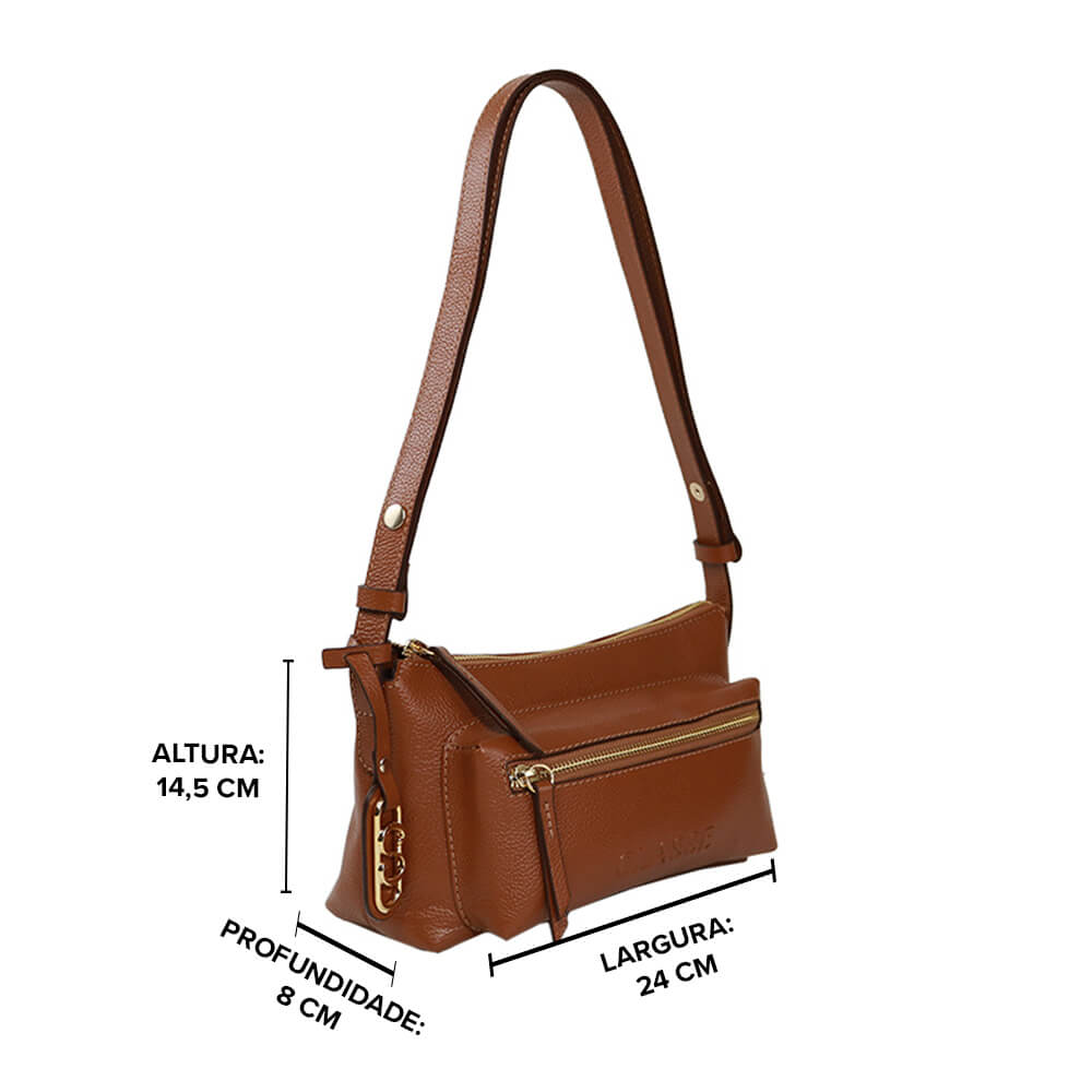 Bolsa de Couro Crossbody Malu - Nocciola