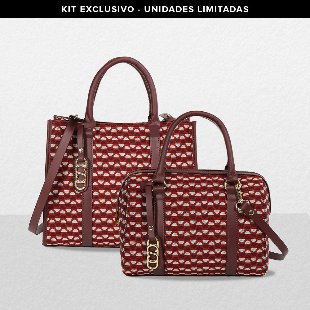 Kit: 02 Bolsas Tote Mileide Bordo-Bordo