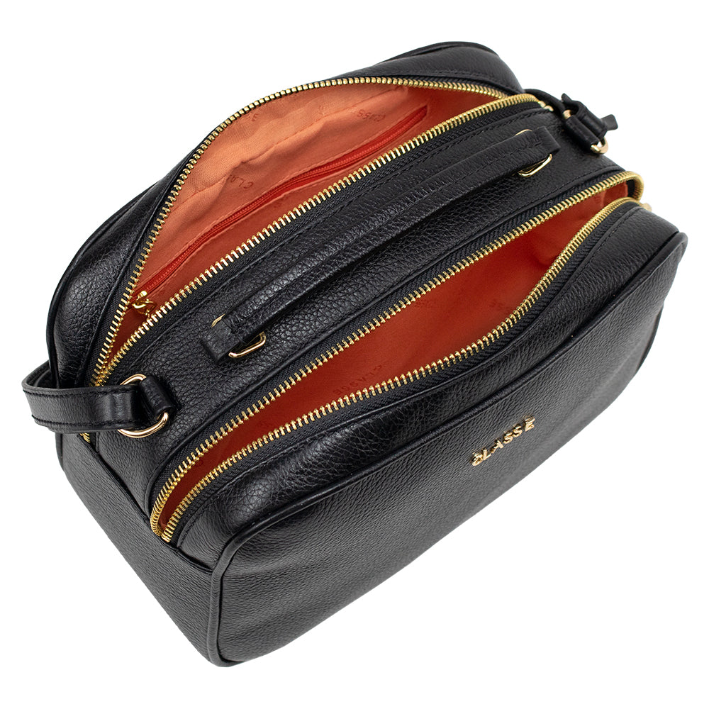 Câmera Bag Sofia Couro Liso - Preta