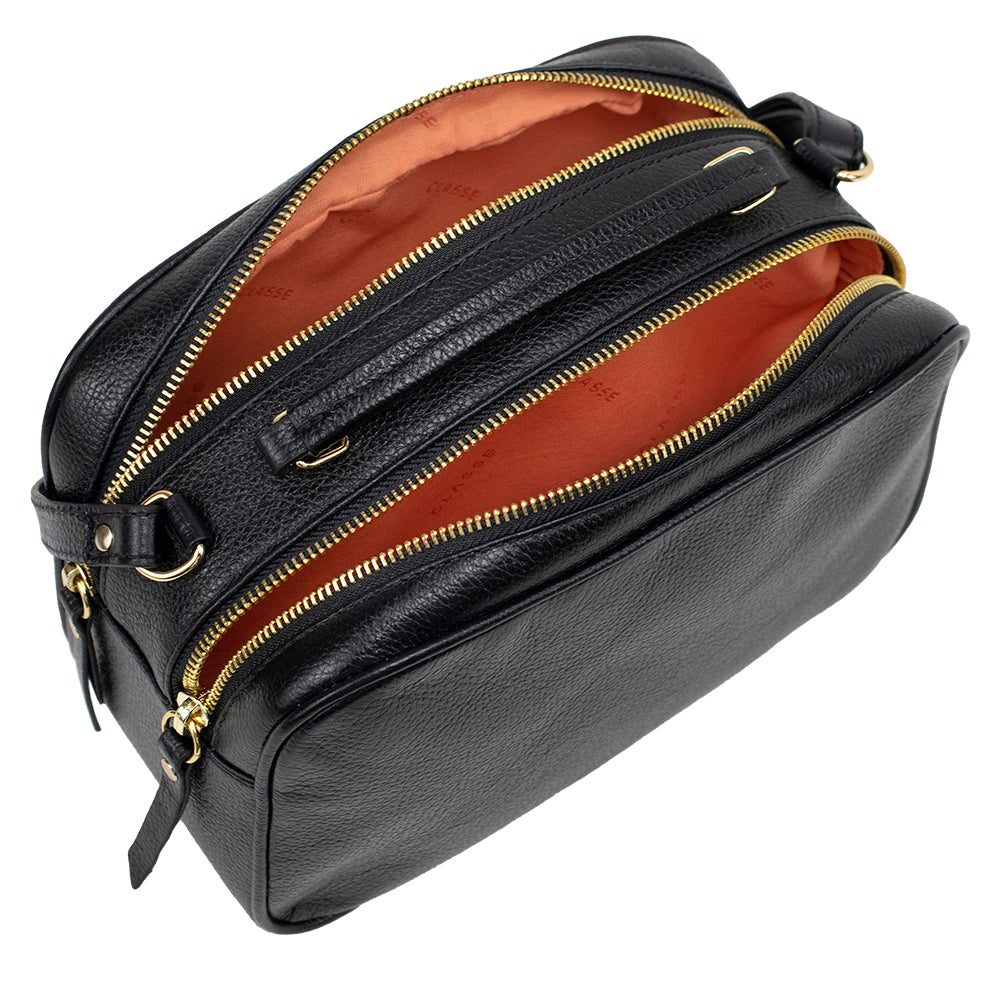 Câmera Bag Sofia Couro Liso - Preta