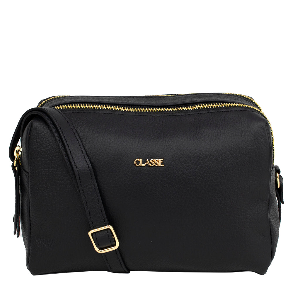Bolsa Crossbody de Couro Jade - Preta