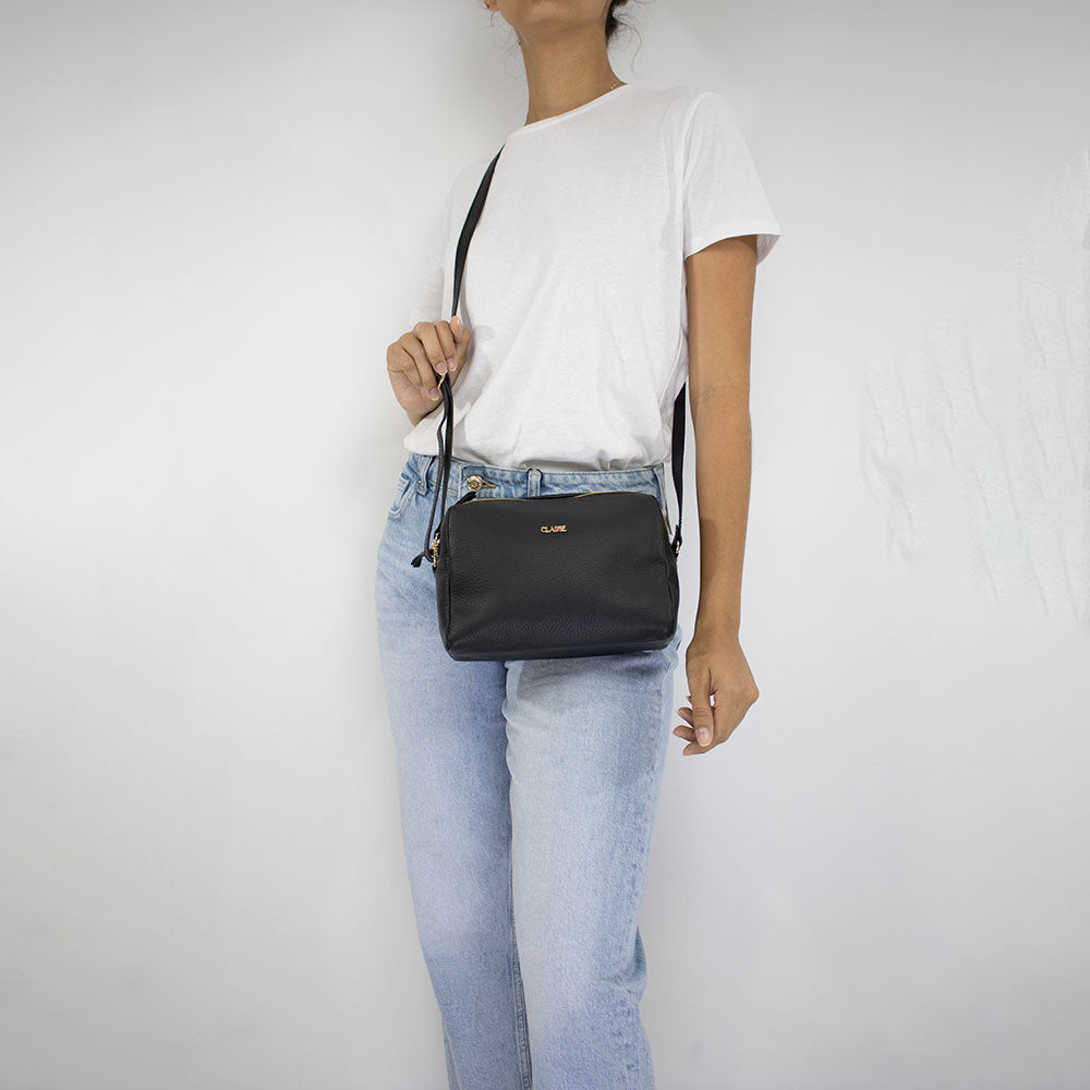 Bolsa Crossbody de Couro Jade - Preta
