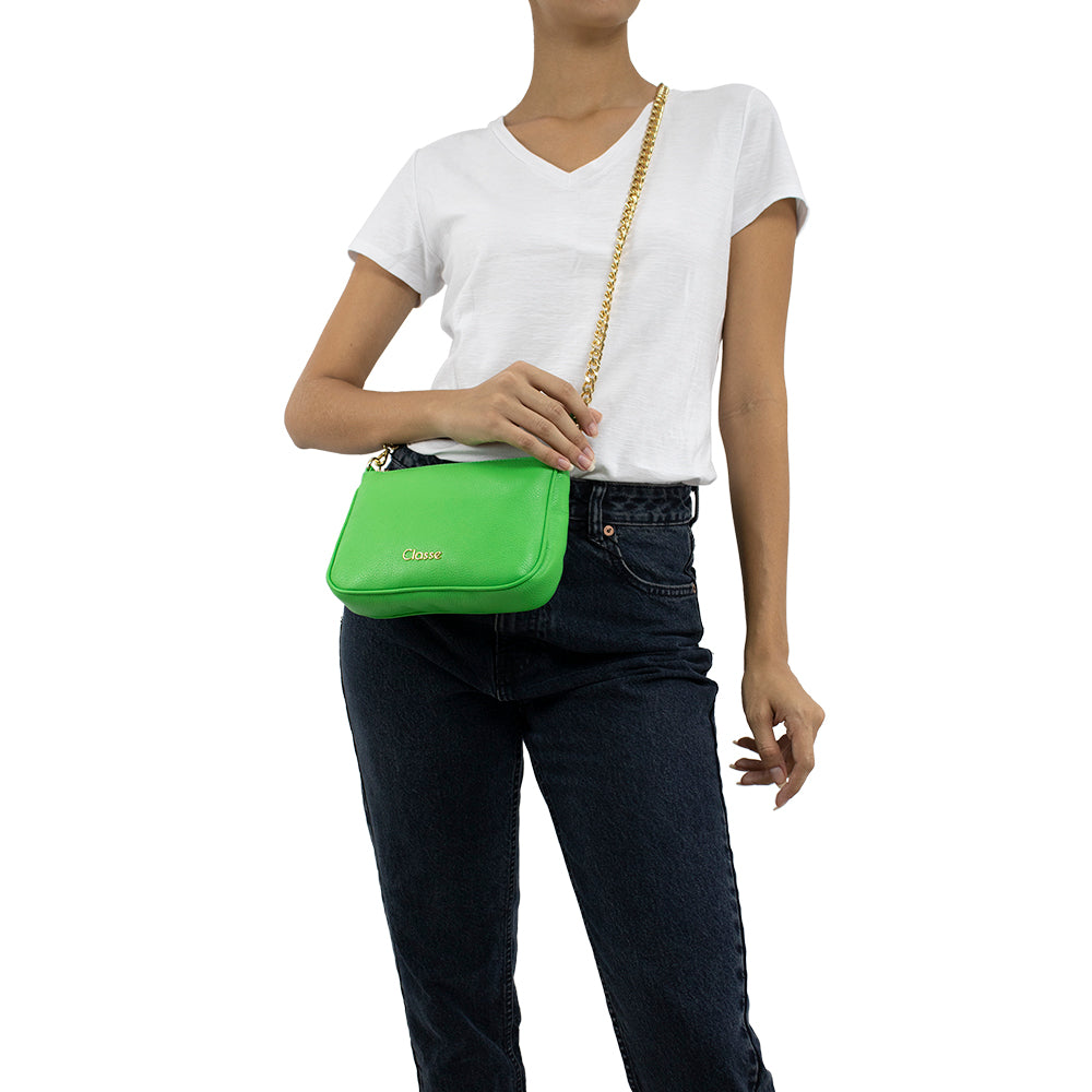 Bolsa Crossbody de Couro Clarita - Verde Tropical