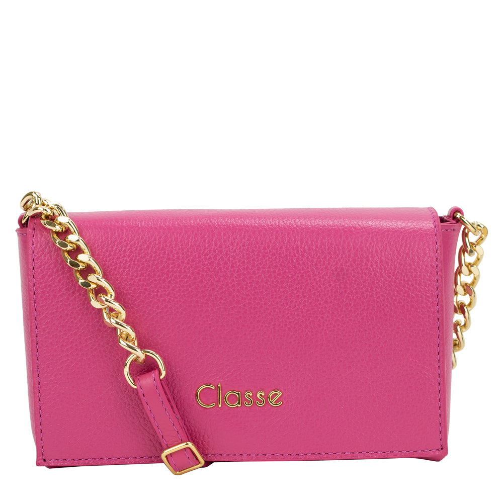 Bolsa de Couro Tiracolo Mia - Magenta
